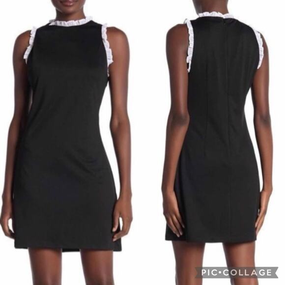 NWT Alexia Admor Blair Sleeveless Ruffle Trim Sheath Dress Black/White Size XL - Picture 1 of 16